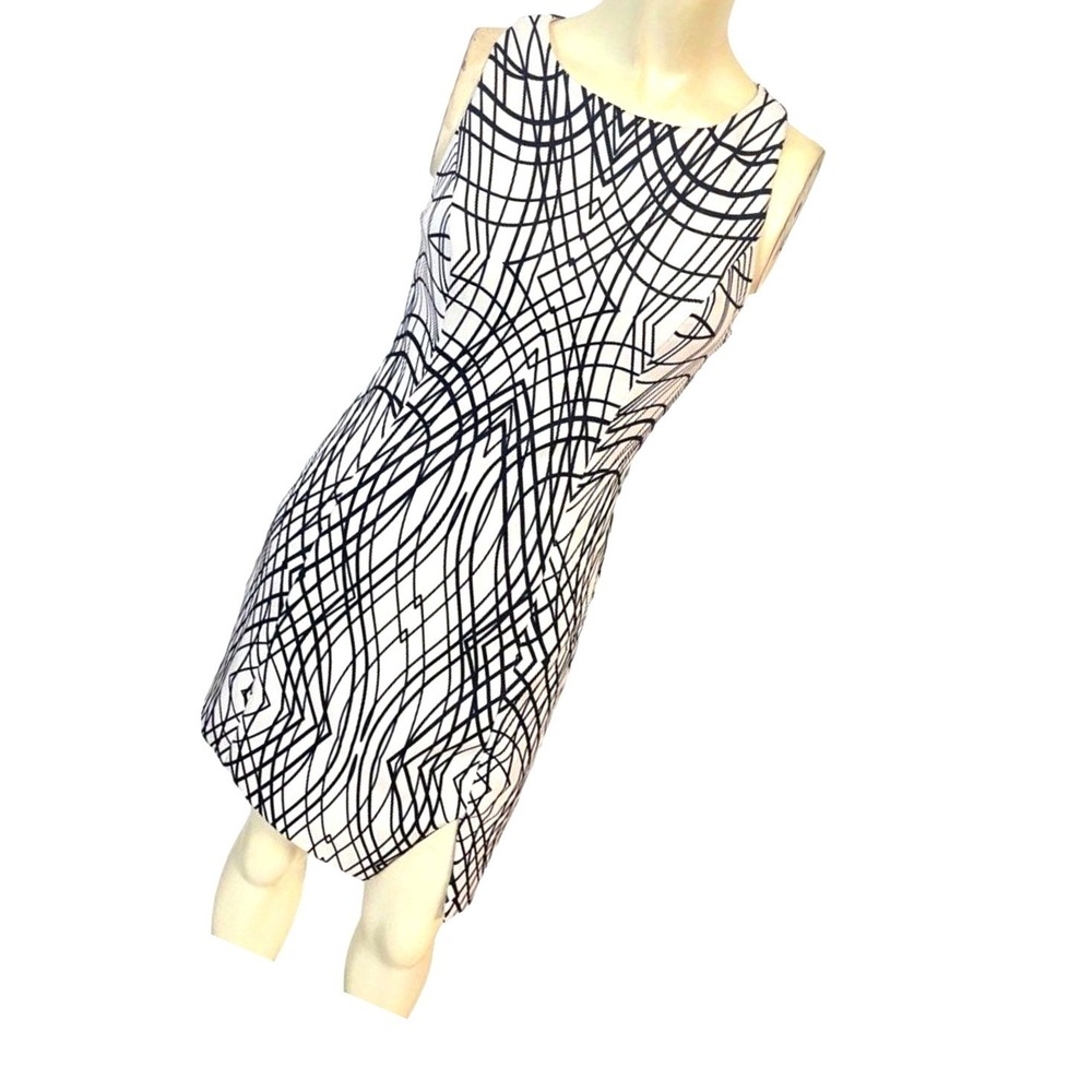Marisa Kenson Collection White Black Geometric Sleeveless Dress XS